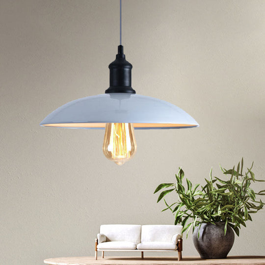 Stylish Macaron Blue/Green Bowl Pendant Lamp - Metal Suspension Light For Dining Room 12.5/16 Dia