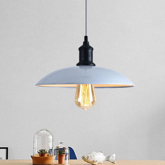 Stylish Macaron Blue/Green Bowl Pendant Lamp - Metal Suspension Light For Dining Room 12.5/16 Dia