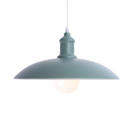 Stylish Macaron Blue/Green Bowl Pendant Lamp - Metal Suspension Light For Dining Room 12.5/16 Dia