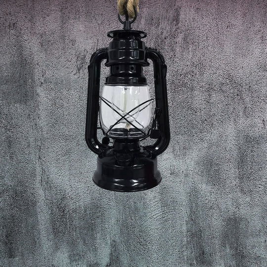 Industrial Pendant Ceiling Light: Black/Bronze/Antique Brass Finish Clear Glass 1 Light Perfect For