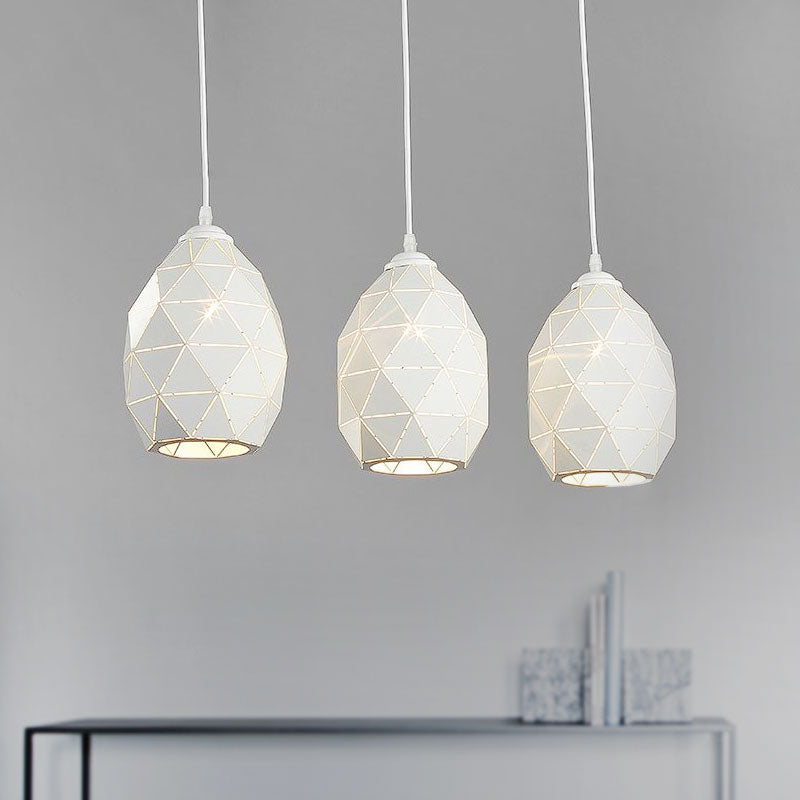 Modern Geometric Metal Pendant Light - White 3 Lights Indoor Hanging Ceiling Fixture