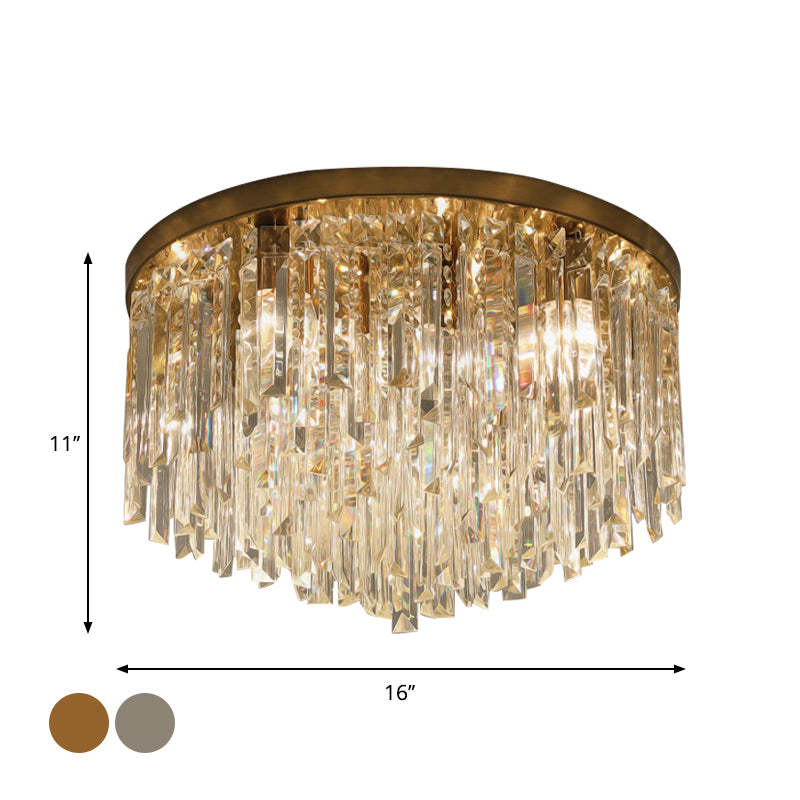 Contemporary Crystal Draping Flush Ceiling Light with Chrome/Gold Finish - 6 Heads - Ideal for Bedroom