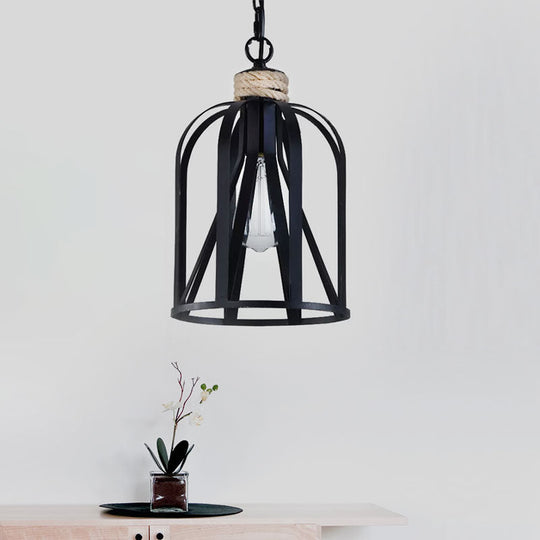 Retro Loft Pendant Light with Birdcage Shade and Metal Frame - Ideal for Restaurant or Home