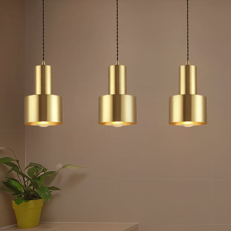 Retro Style Brass Drum Pendant Light - Metal Ceiling Lamp for Living Room