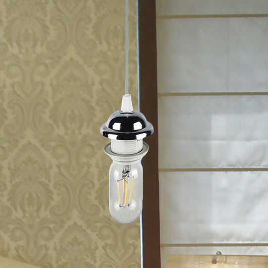 Bronze/Brass Industrial Mini Pendant Light with Adjustable Height - Bare Bulb, 1-Light Metal Hanging Lamp