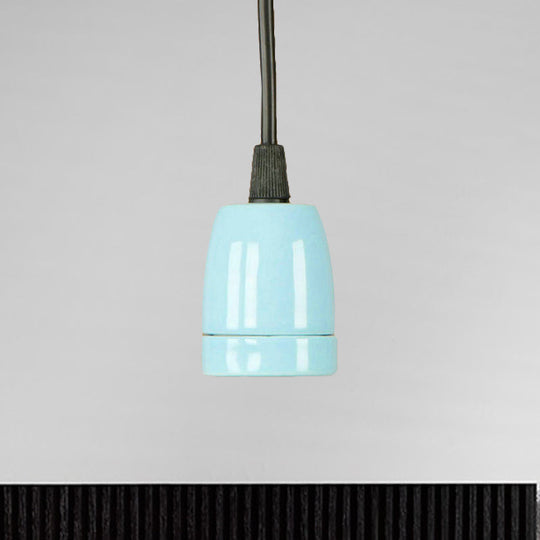 Retro Style 1-Head Mini Pendant Light: Adjustable Cord Black/Red Ceramic Ceiling Hanging