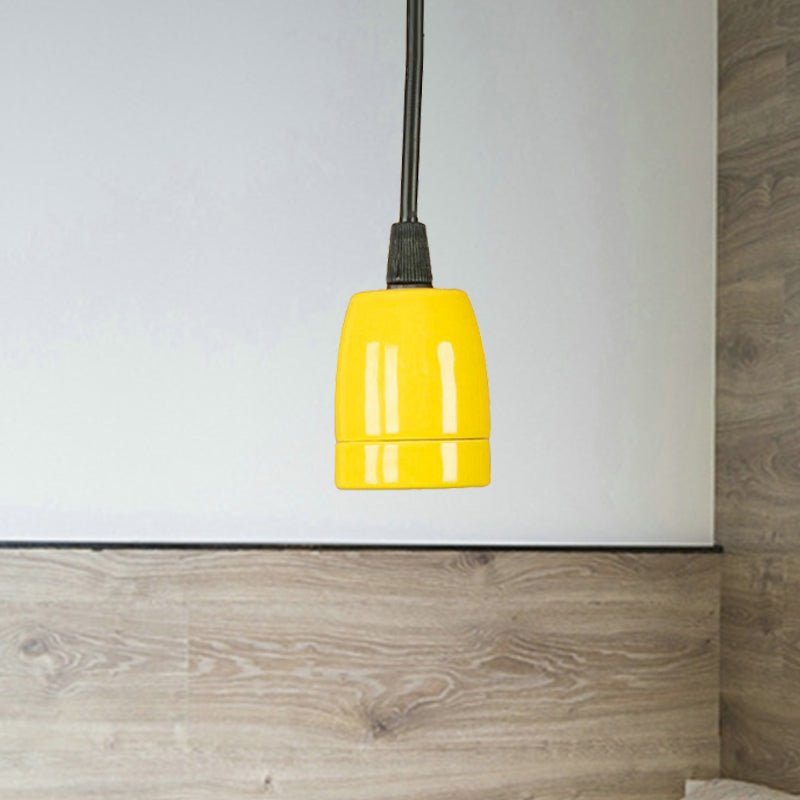 Retro Style 1-Head Mini Pendant Light: Adjustable Cord Black/Red Ceramic Ceiling Hanging