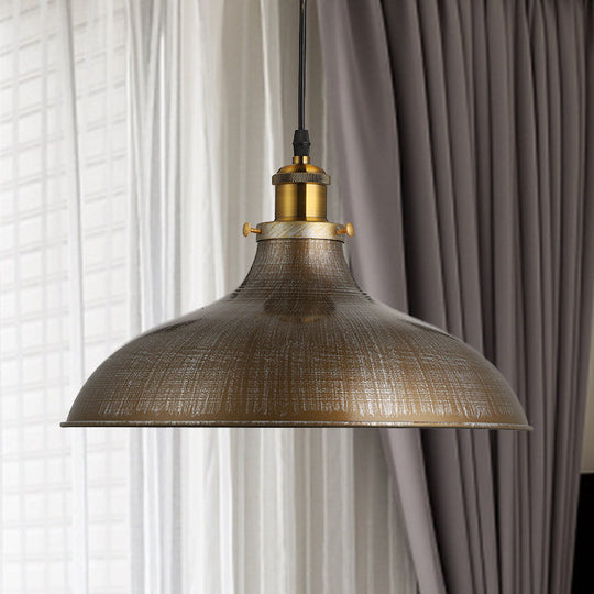 Antique Style Pendant Ceiling Light - Brass/Aged Silver, Adjustable Cord