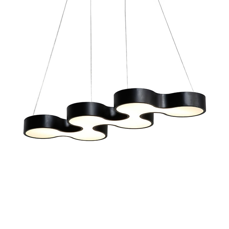 Contemporary Led Pendant Light With Metal Shade - White/Black Dining Room Ceiling Lamp (White/Warm