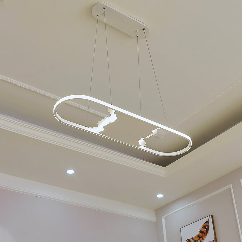 Modern Oval Led Pendant Light For Dining Room - 35.5/47 Wide With Warm/White/Natural Lighting
