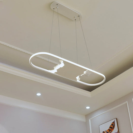 Modern Oval Led Pendant Light For Dining Room - 35.5/47 Wide With Warm/White/Natural Lighting