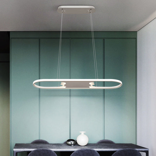 Modern Acrylic LED Oval Suspension Pendant Light - 35.5"/47" Wide - Dining Room Ceiling Lighting in Warm/White/Natural Light