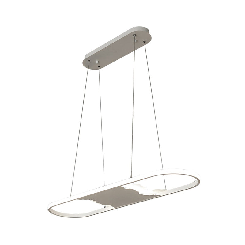 Modern Oval Led Pendant Light For Dining Room - 35.5/47 Wide With Warm/White/Natural Lighting