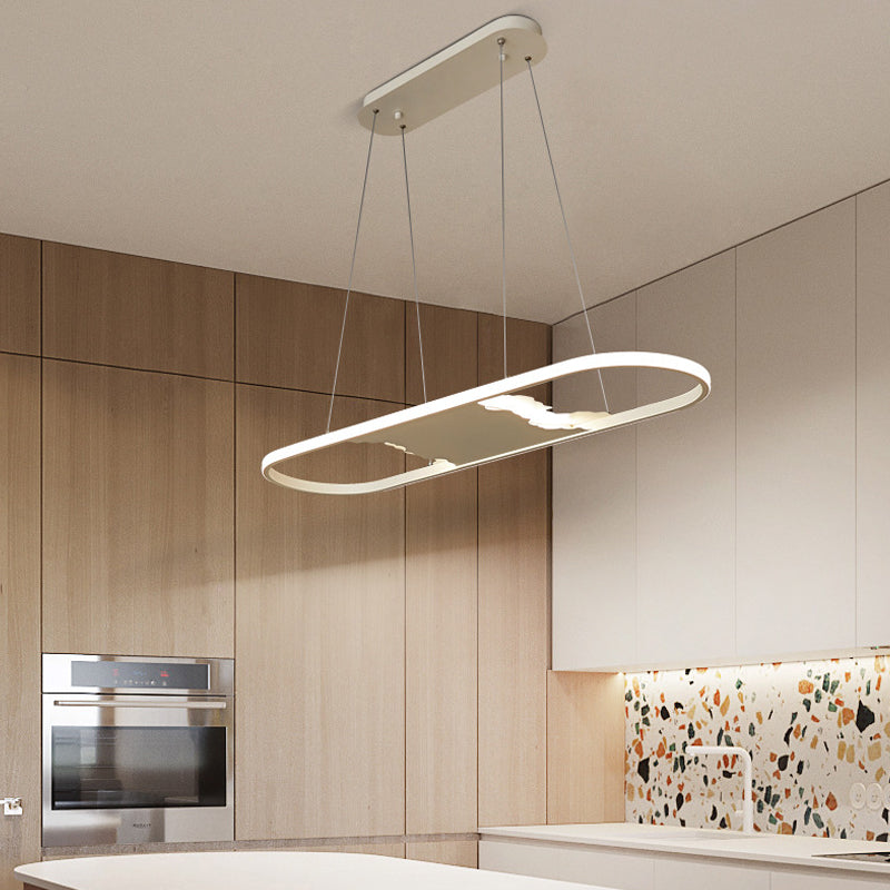 Modern Acrylic LED Oval Suspension Pendant Light - 35.5"/47" Wide - Dining Room Ceiling Lighting in Warm/White/Natural Light