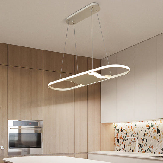 Modern Acrylic LED Oval Suspension Pendant Light - 35.5"/47" Wide - Dining Room Ceiling Lighting in Warm/White/Natural Light