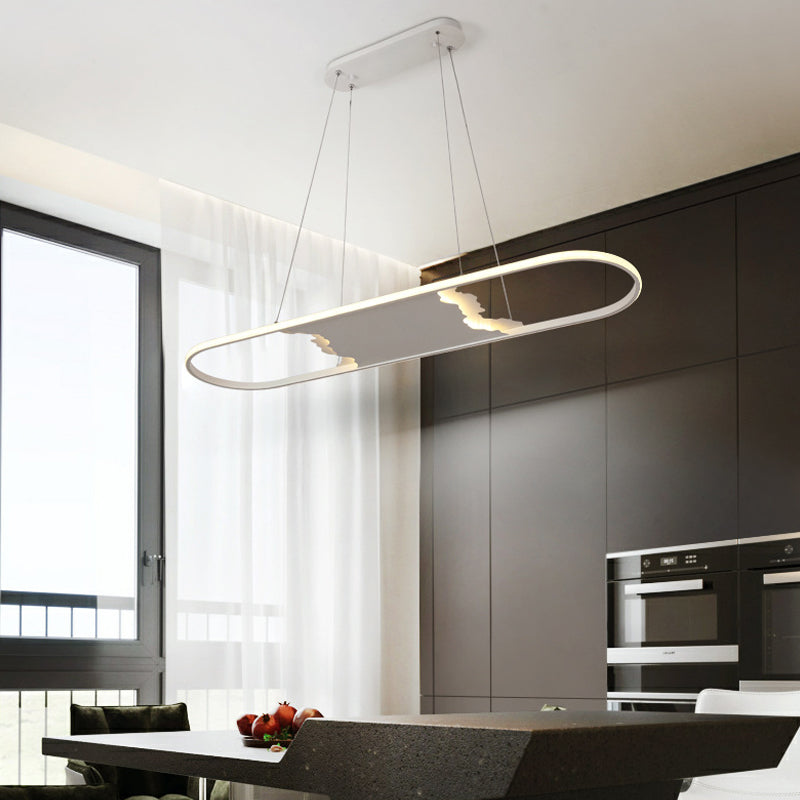 Modern Acrylic LED Oval Suspension Pendant Light - 35.5"/47" Wide - Dining Room Ceiling Lighting in Warm/White/Natural Light