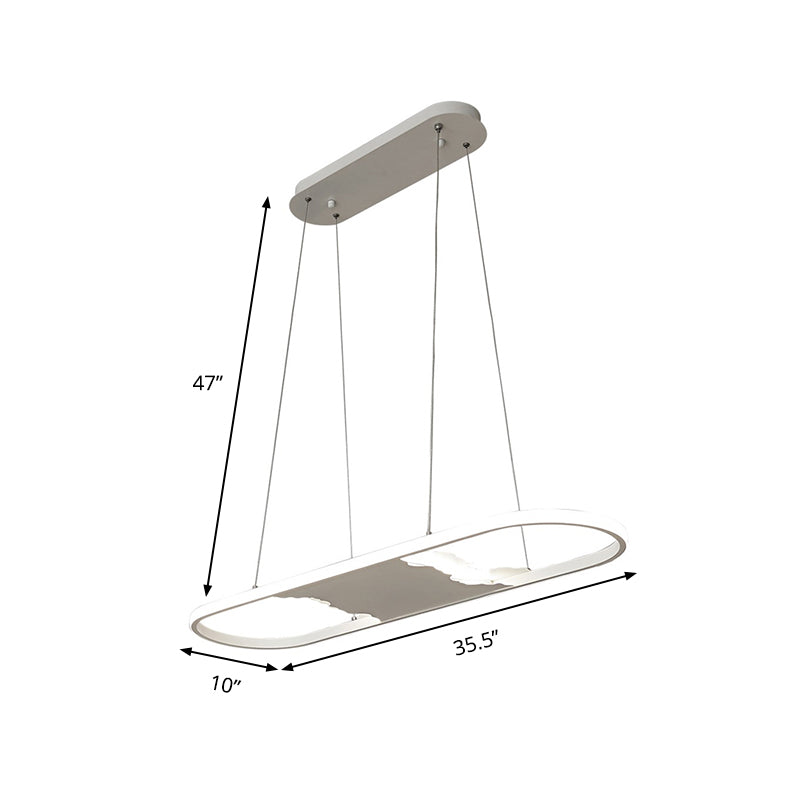 Modern Oval Led Pendant Light For Dining Room - 35.5/47 Wide With Warm/White/Natural Lighting