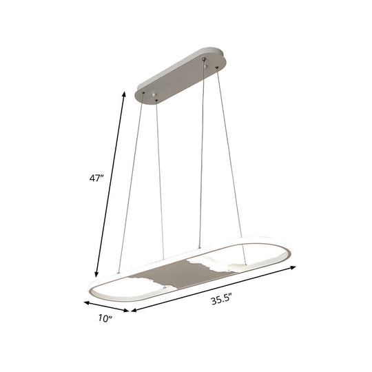 Modern Oval Led Pendant Light For Dining Room - 35.5/47 Wide With Warm/White/Natural Lighting