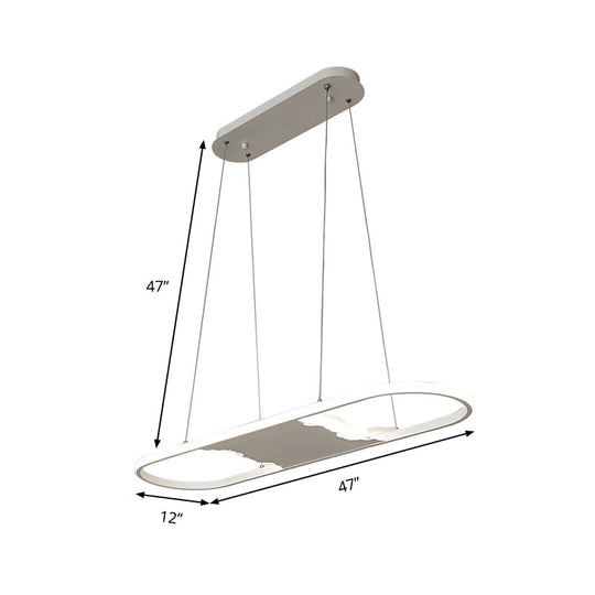 Modern Oval Led Pendant Light For Dining Room - 35.5/47 Wide With Warm/White/Natural Lighting