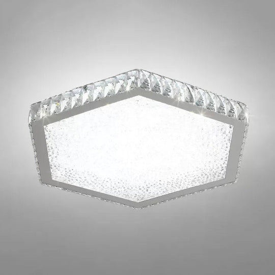 Stylish Hexagon Ceiling Mount Light with Clear Crystals - Perfect for Foyers