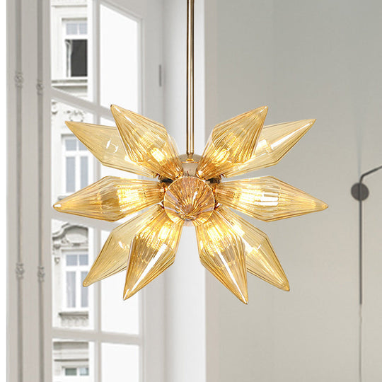 Industrial Diamond Clear/Amber Glass Chandelier With 9/12/15 Heads - Kitchen Pendant Lighting