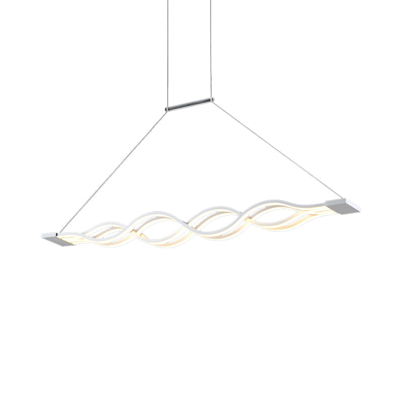 25.5"/39" Modern White Wavy LED Pendant Light - Wide Acrylic Suspension for Island Ceiling in Warm/White/Natural Light