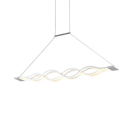 Modern Led Acrylic Ceiling Pendant Light Over Island (25.5/39) - White Wavy Design