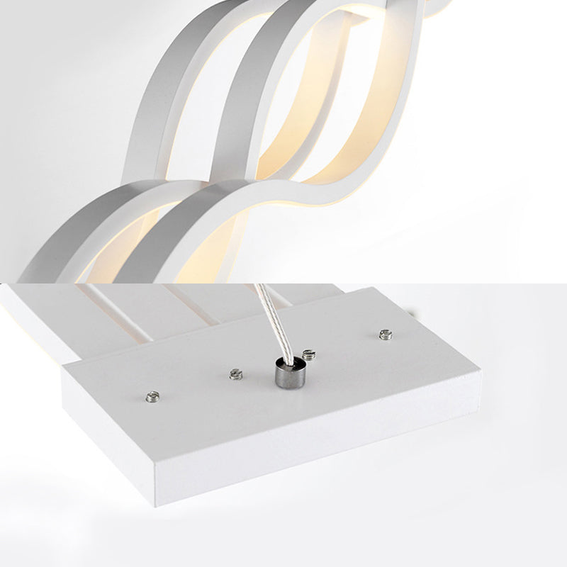 25.5"/39" Modern White Wavy LED Pendant Light - Wide Acrylic Suspension for Island Ceiling in Warm/White/Natural Light