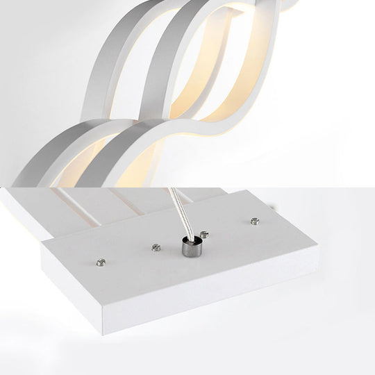 25.5"/39" Modern White Wavy LED Pendant Light - Wide Acrylic Suspension for Island Ceiling in Warm/White/Natural Light