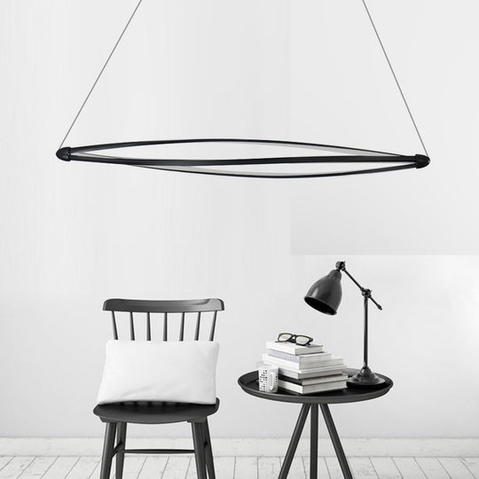 Modern Acrylic LED Spiral Hanging Lamp Kit, Black/White Ceiling Pendant in Warm/White/Natural Light