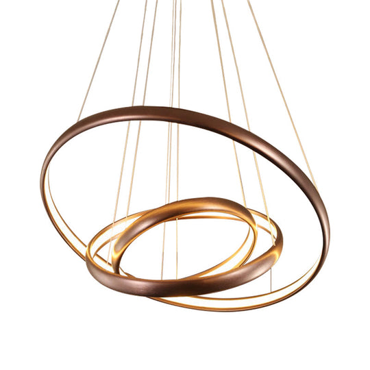 Modern Black Brown Gold Orbit Led Ceiling Light: 1/2/3-Light Acrylic Chandelier In Warm White