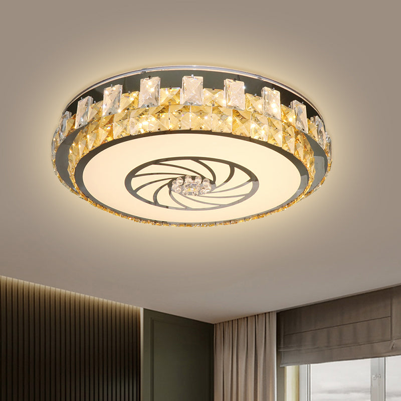 Contemporary Clear Crystal Blocks Led Ceiling Mount Light Fixture With Windmill Pattern