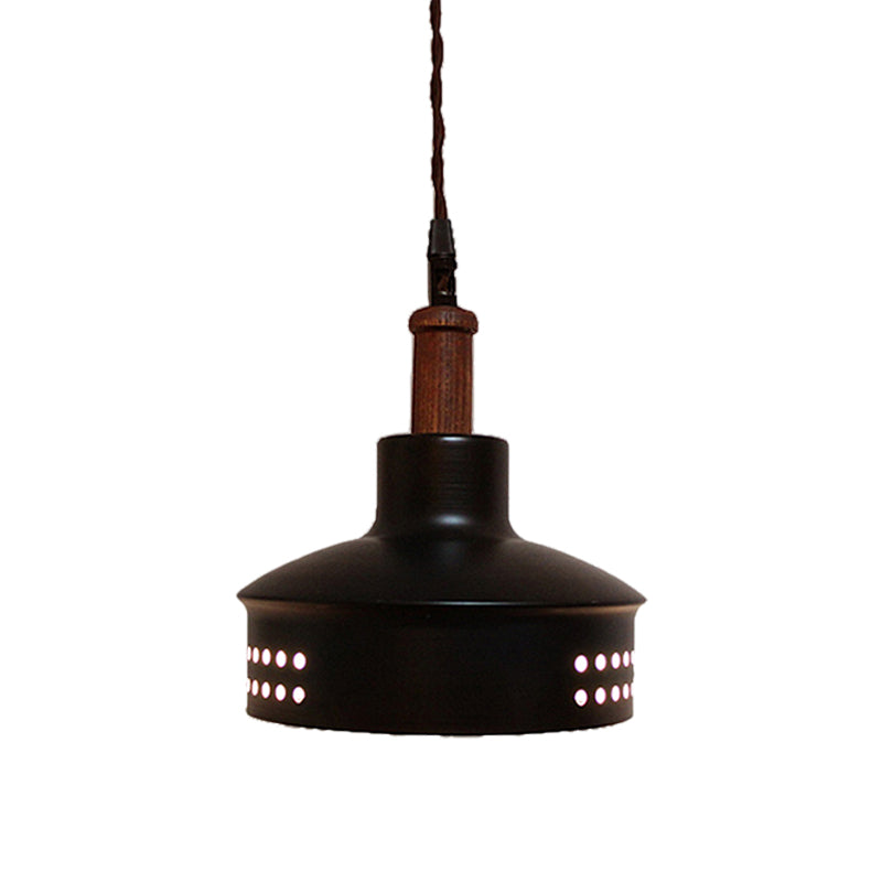 Modern Black Barn Shade Pendant Ceiling Light With Metallic Finish
