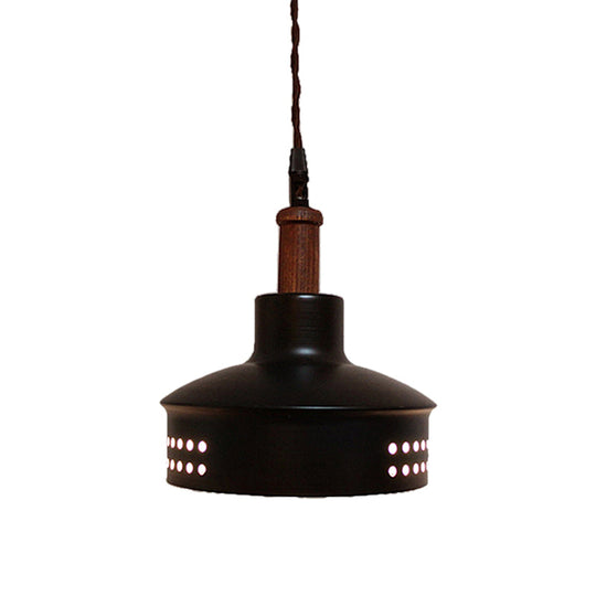 Modern Black Barn Shade Pendant Ceiling Light With Metallic Finish