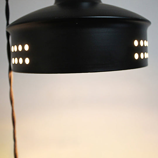 Modern Black Barn Shade Ceiling Pendant Light with Metallic Bulb for Stairways