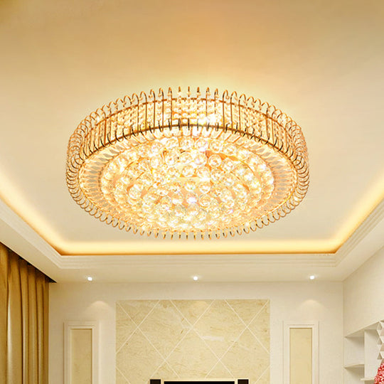 Contemporary Gold Crystal Ball Ceiling Lamp with 9 Bulbs - Perfect for a Great Room Flushmount