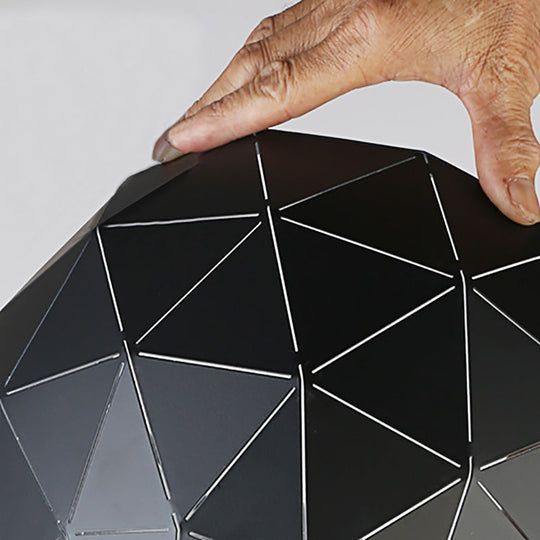 Modern Style Domed Suspension Light with Folded Design - Black/White Metal Hanging Lamp over Table