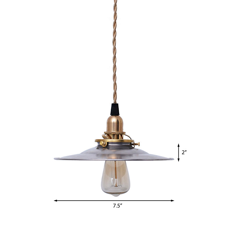 Industrial Farmhouse Pendant Light With Brass Finish And Hanging Cord