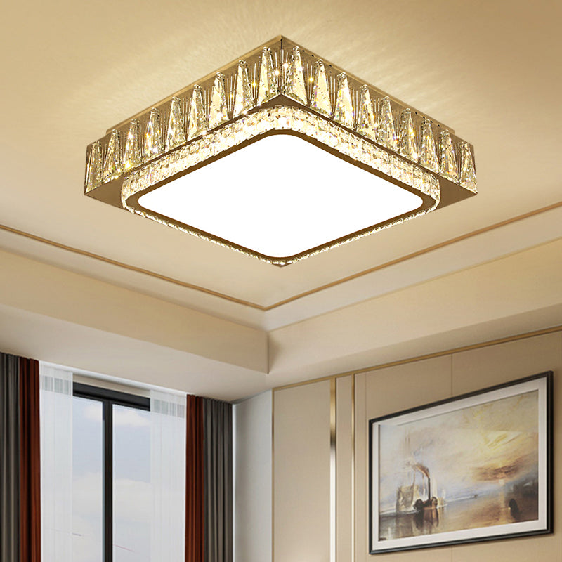 Modern Led Crystal Ceiling Light With Stainless Steel Finish Stainless-Steel