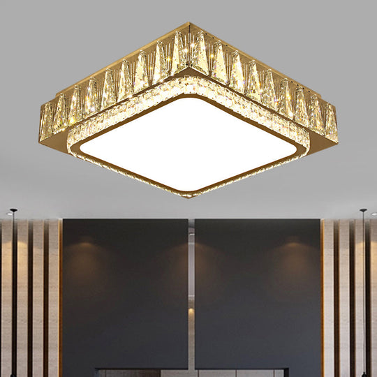 Plafonnier LED moderne en cristal avec finition en acier inoxydable