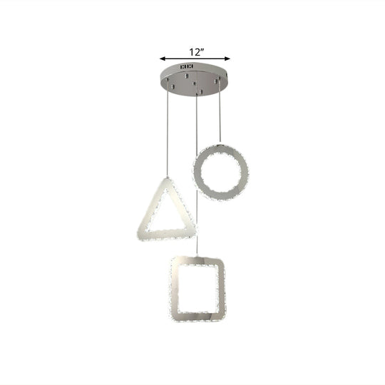 Contemporary Led Pendant Lighting With Clear Crystals And Stainless-Steel Finish