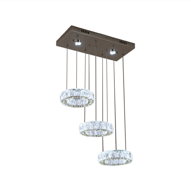 Modern Crystal Pendant Light with LED Kit – Stainless Steel Swag Lamp