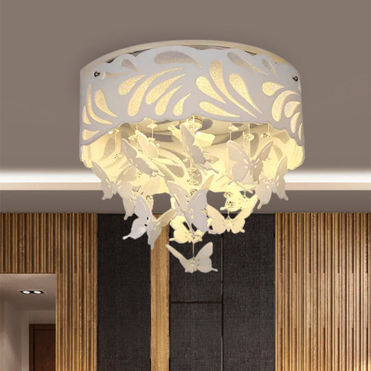 Contemporary Crystal Drop LED Flush Light - White, 8/12 Heads, 18"/23.5"/12.5" Wide