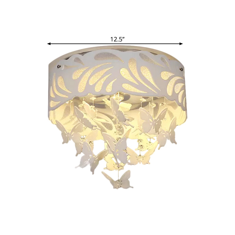 Contemporary Crystal Drop LED Flush Light - White, 8/12 Heads, 18"/23.5"/12.5" Wide