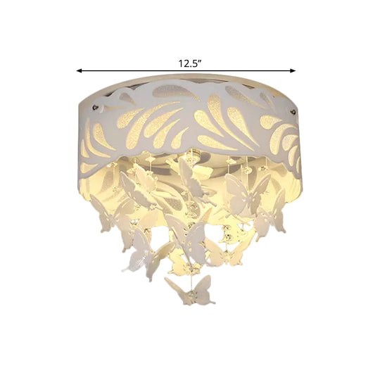 Contemporary Crystal Drop LED Flush Light - White, 8/12 Heads, 18"/23.5"/12.5" Wide
