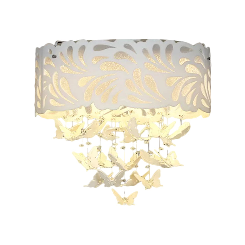 Contemporary Crystal Drop LED Flush Light - White, 8/12 Heads, 18"/23.5"/12.5" Wide