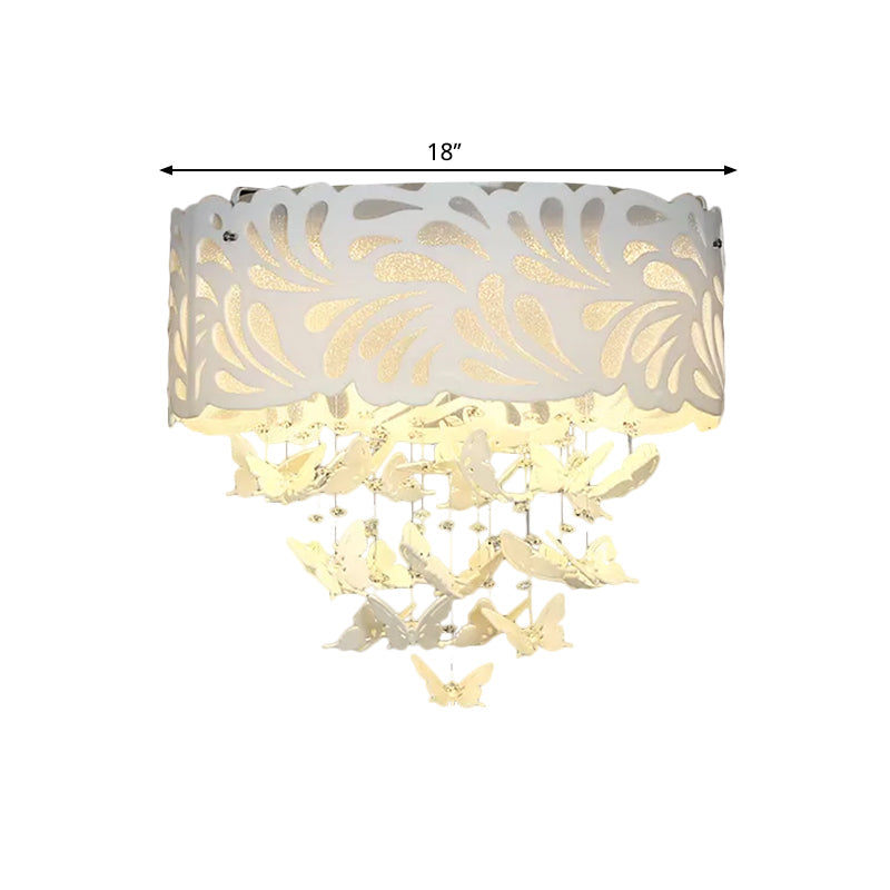 Contemporary Crystal Drop LED Flush Light - White, 8/12 Heads, 18"/23.5"/12.5" Wide