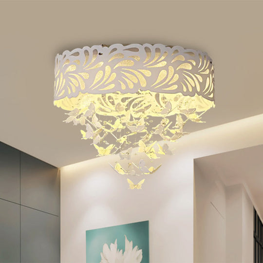 Contemporary Crystal Drop LED Flush Light - White, 8/12 Heads, 18"/23.5"/12.5" Wide