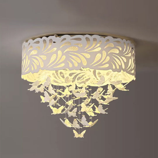 Contemporary Crystal Drop LED Flush Light - White, 8/12 Heads, 18"/23.5"/12.5" Wide