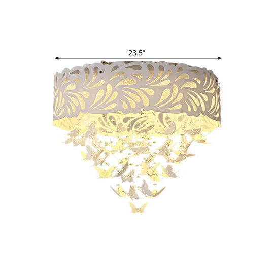 Contemporary Crystal Drop LED Flush Light - White, 8/12 Heads, 18"/23.5"/12.5" Wide